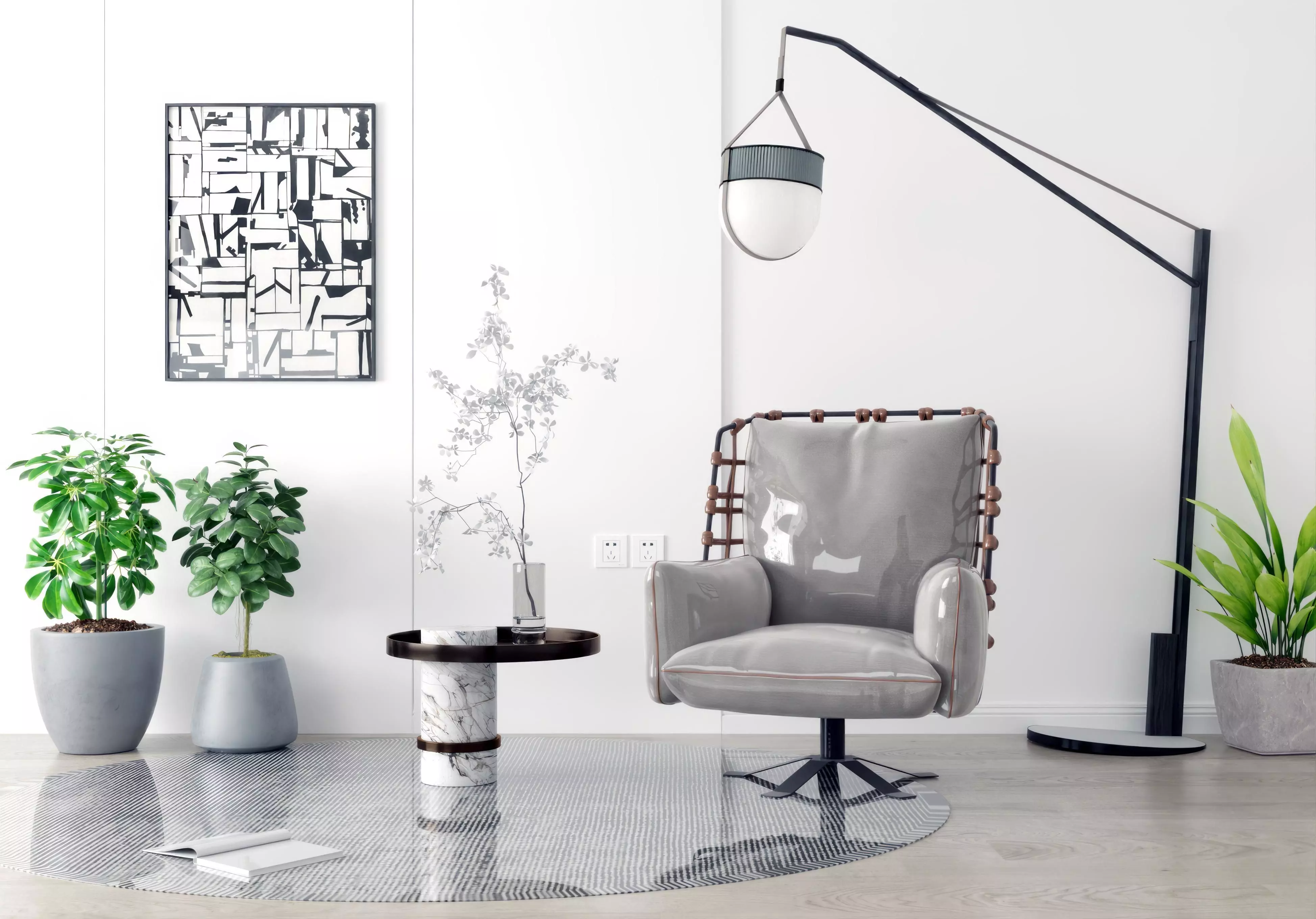 Modern leisure chair fabric 3D model_0