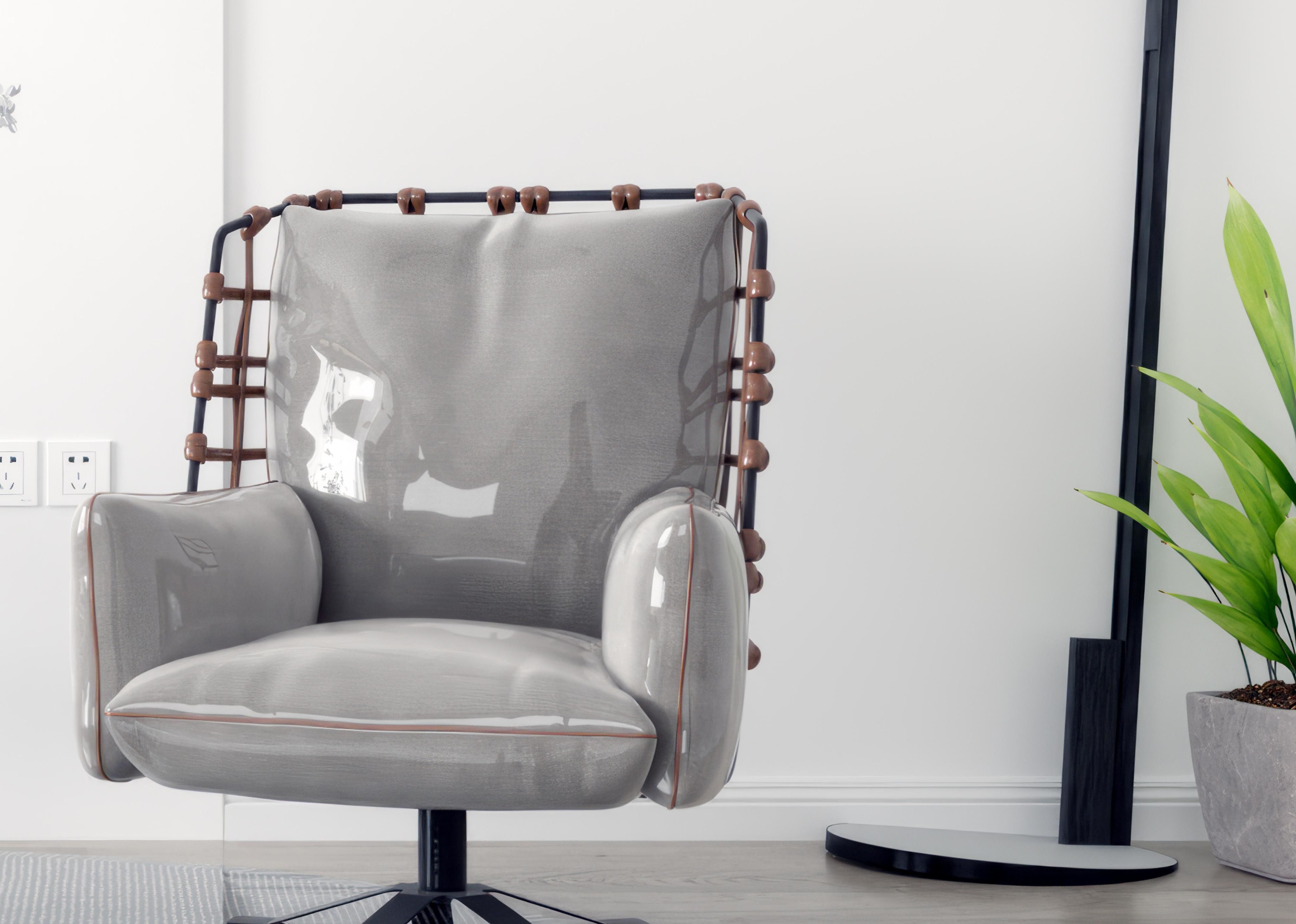 Modern leisure chair fabric 3D model_4