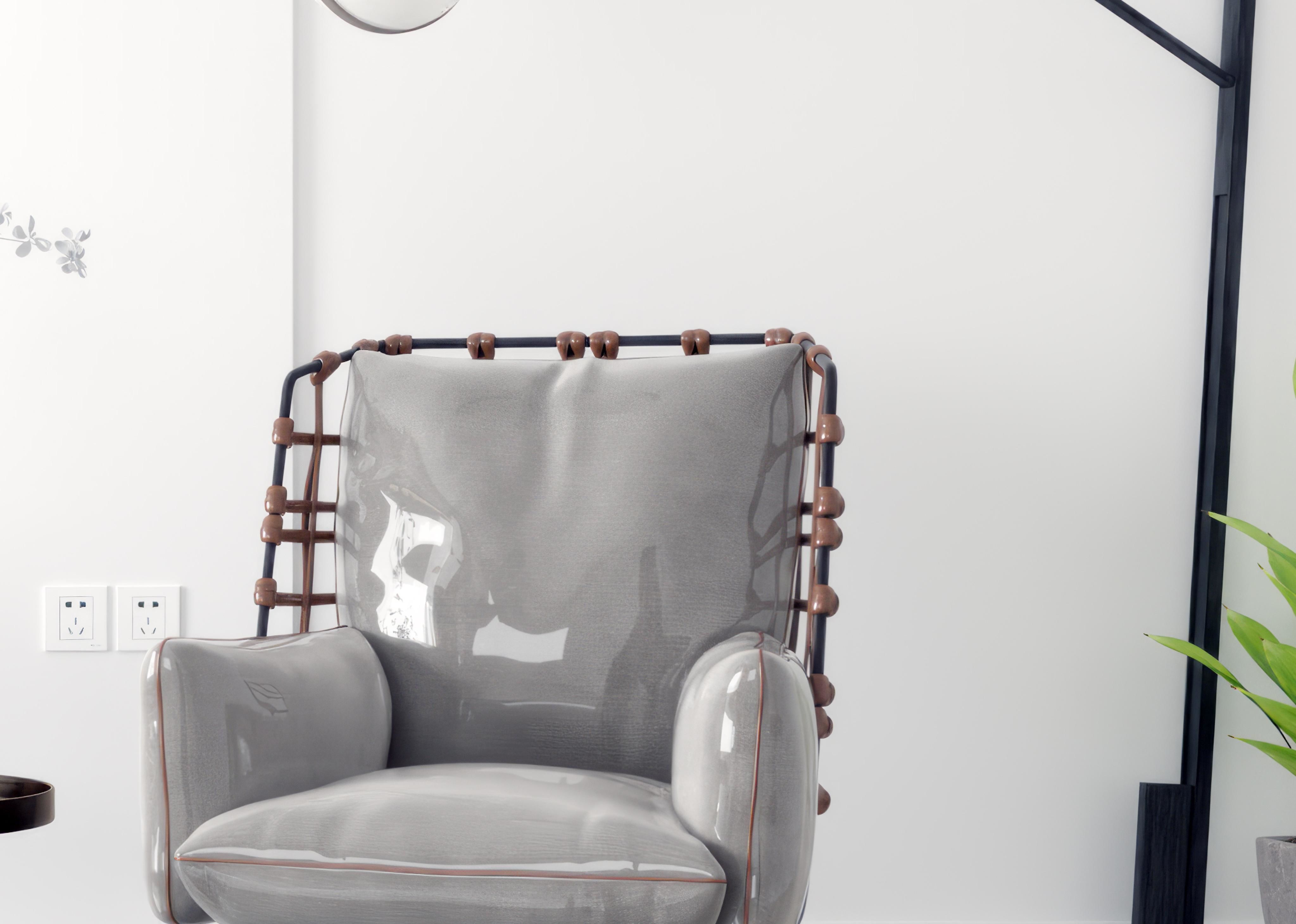 Modern leisure chair fabric 3D model_3