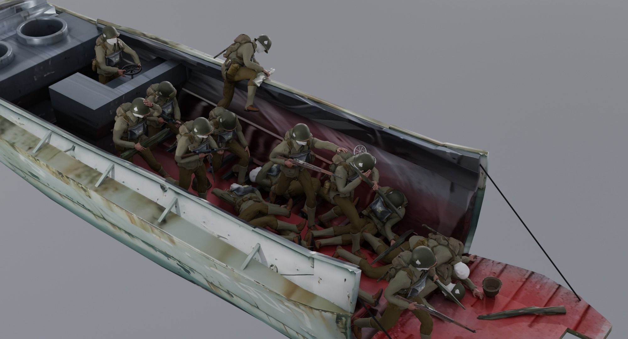 3D Model D Day Landing Craft With Soldiers VR AR Low poly CGTrader