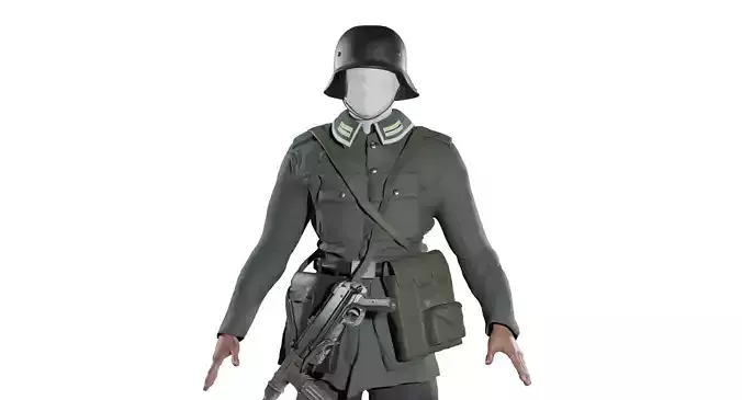 World War 2 German Soldier - Rigged Low-poly 3D model