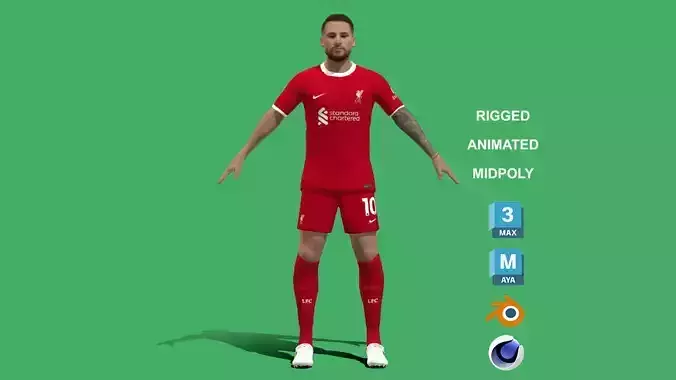 3D Rigged Alexis Mac Allister Liverpool 2024 3D model