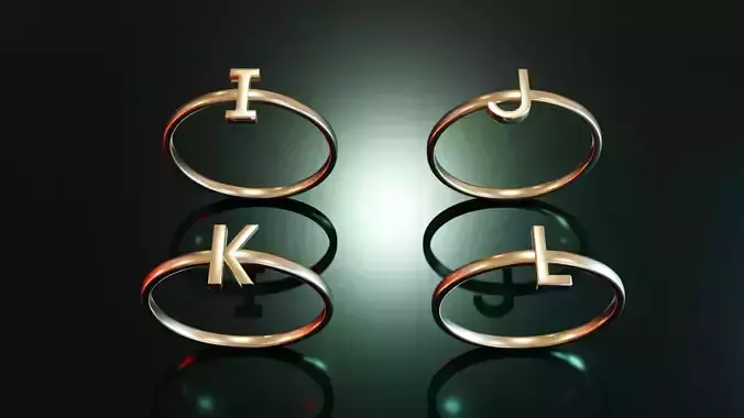 Alphabet Rings I J K L 3D print model