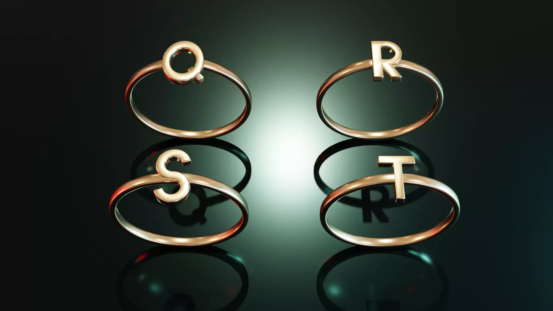 Alphabet Rings Q R S T 3D print model_0