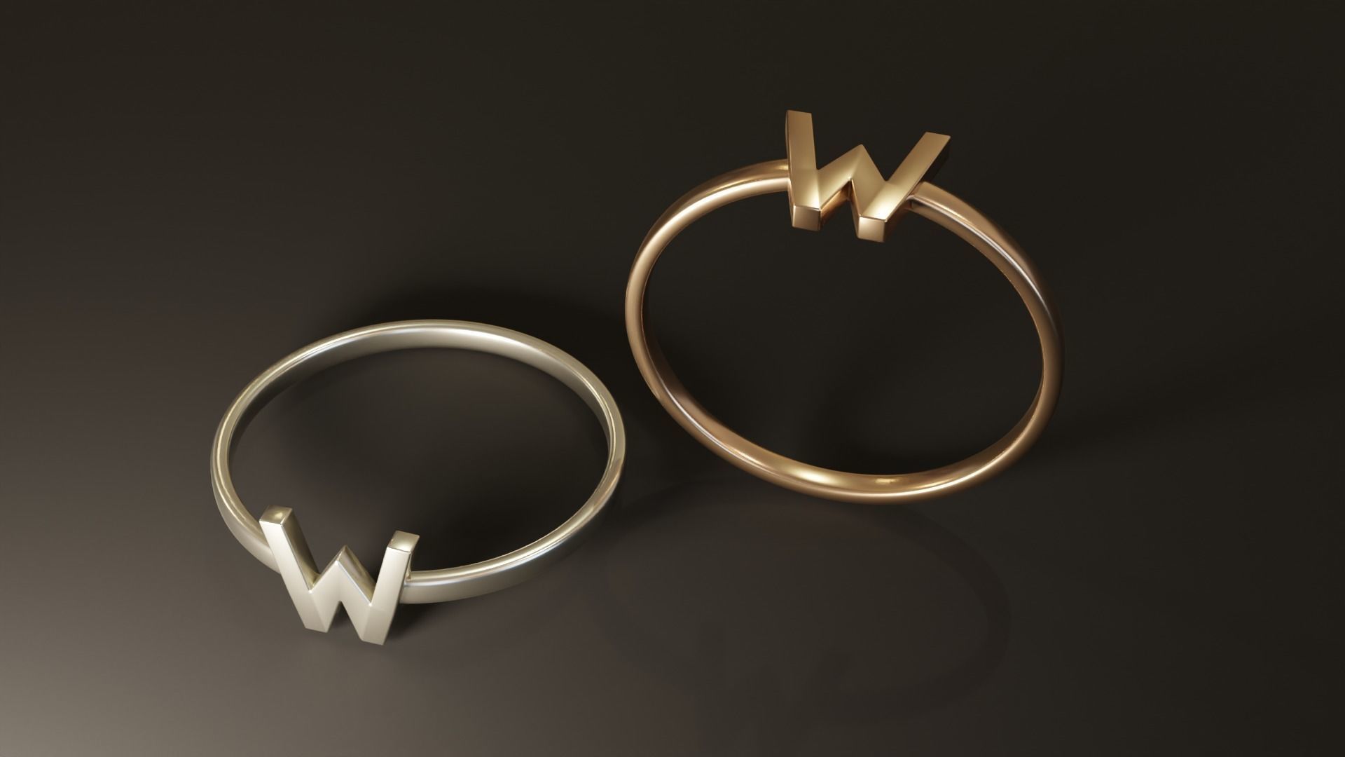 Alphabet Rings U V W X Y Z 3D print model_3