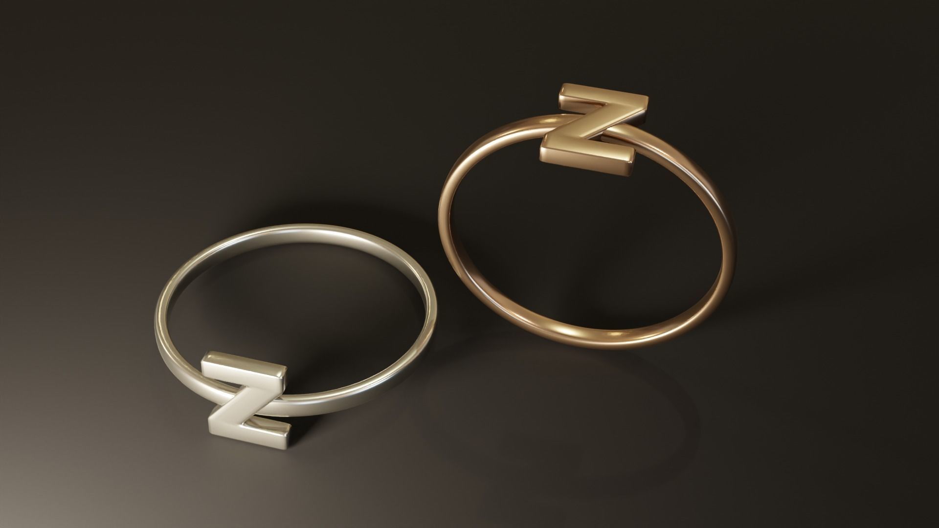 Alphabet Rings U V W X Y Z 3D print model_6