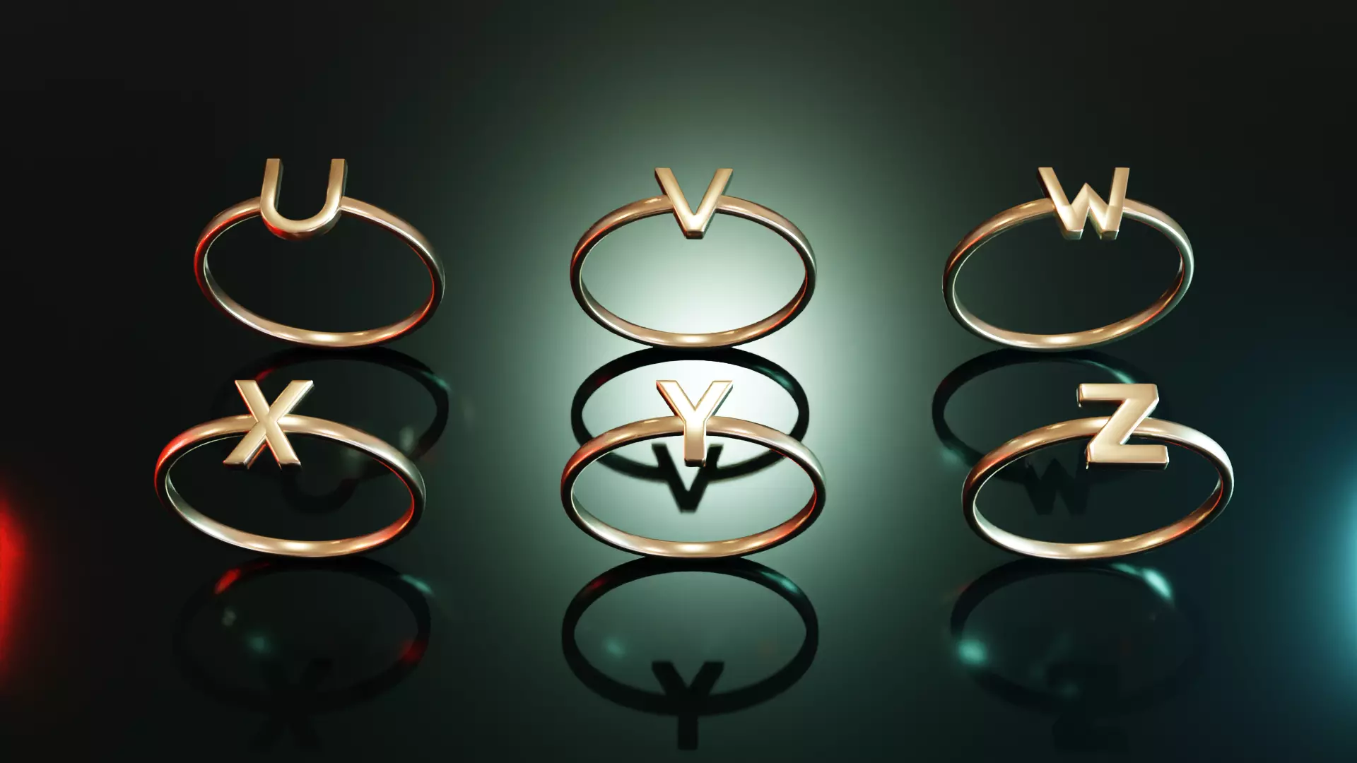 Alphabet Rings U V W X Y Z 3D print model_0