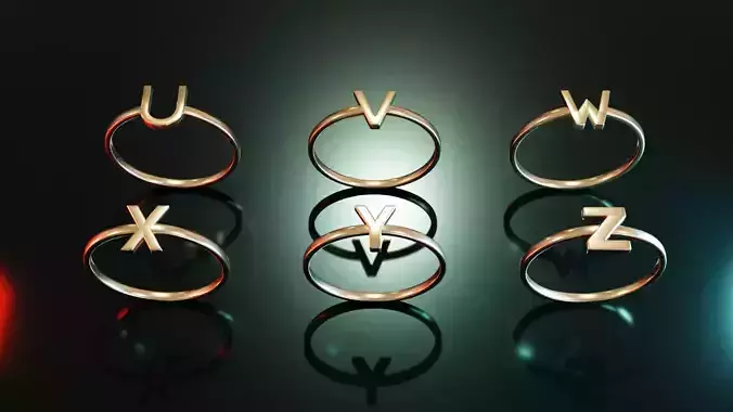 Alphabet Rings U V W X Y Z 3D print model