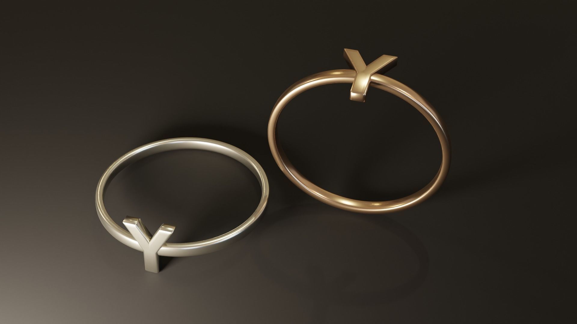 Alphabet Rings U V W X Y Z 3D print model_5