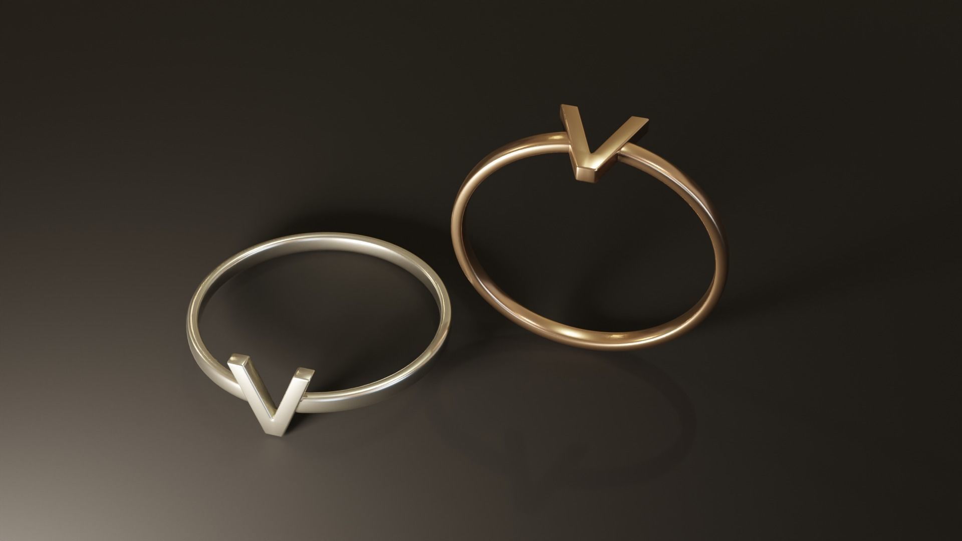 Alphabet Rings U V W X Y Z 3D print model_2