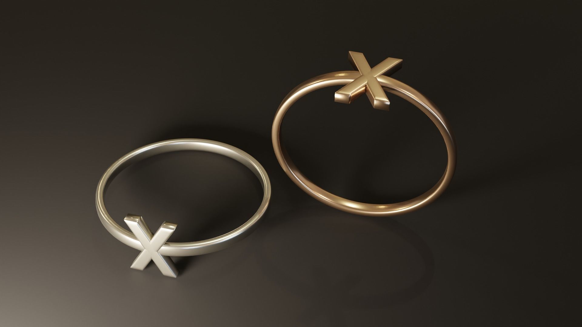 Alphabet Rings U V W X Y Z 3D print model_4