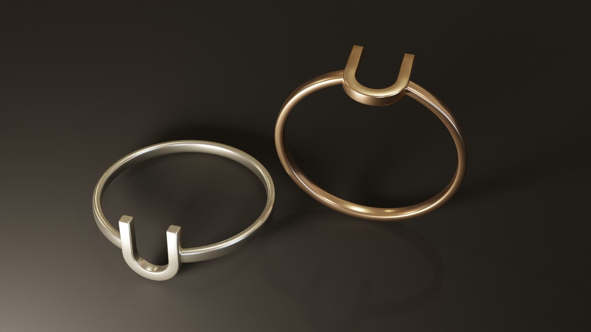 Alphabet Rings U V W X Y Z 3D print model_1