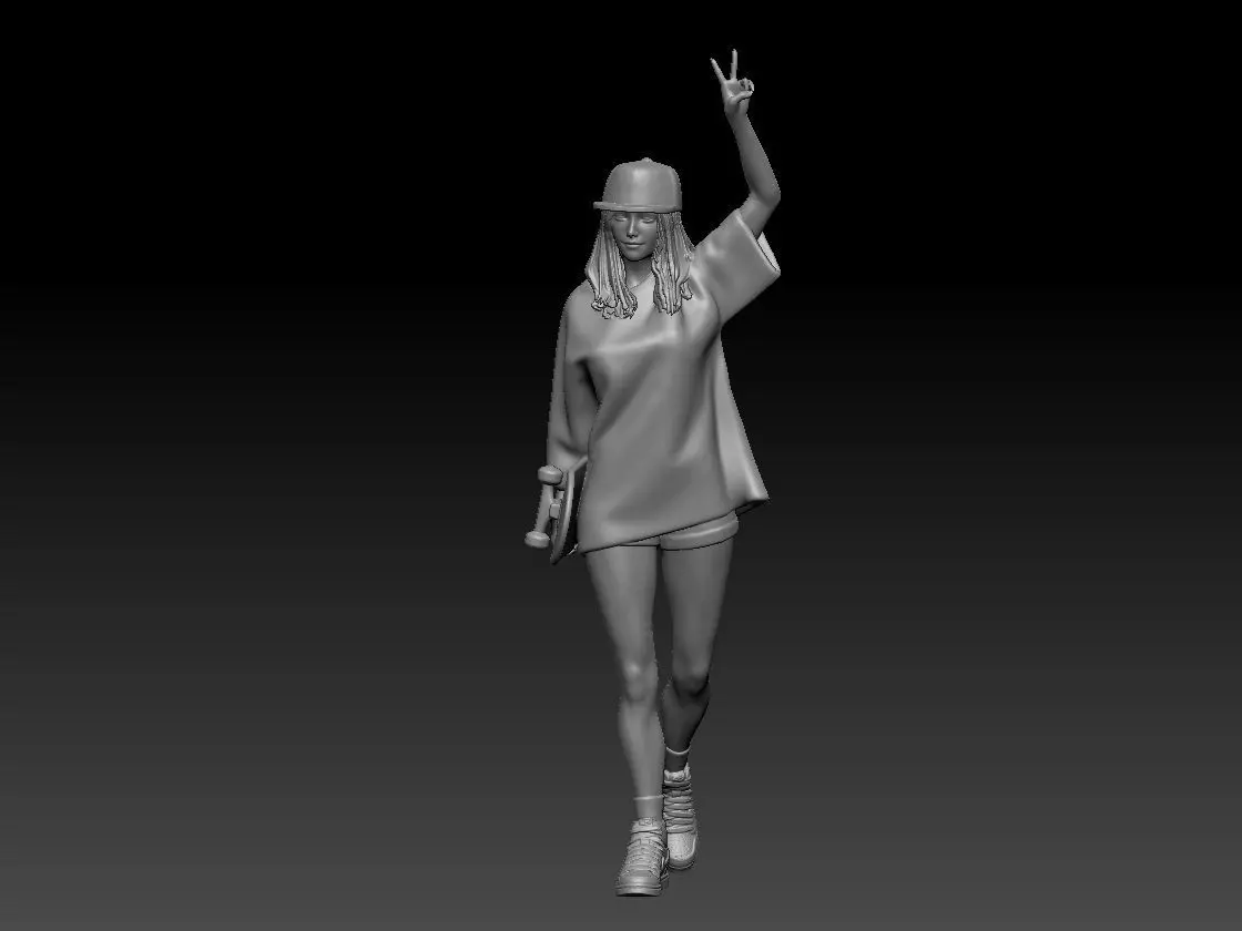 girl bring skate style 3D print model