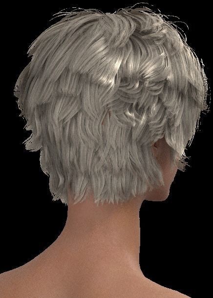 Short hair 046-FV2 for FV2 3D model from Clo3D Software 3D model_12