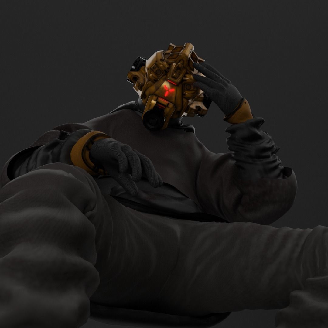 Scifi Character - Cyberpunk Underlord Low-poly 3D model_10