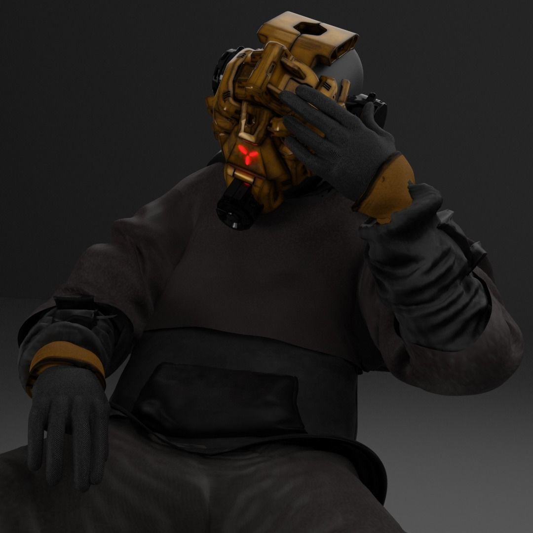 Scifi Character - Cyberpunk Underlord Low-poly 3D model_9