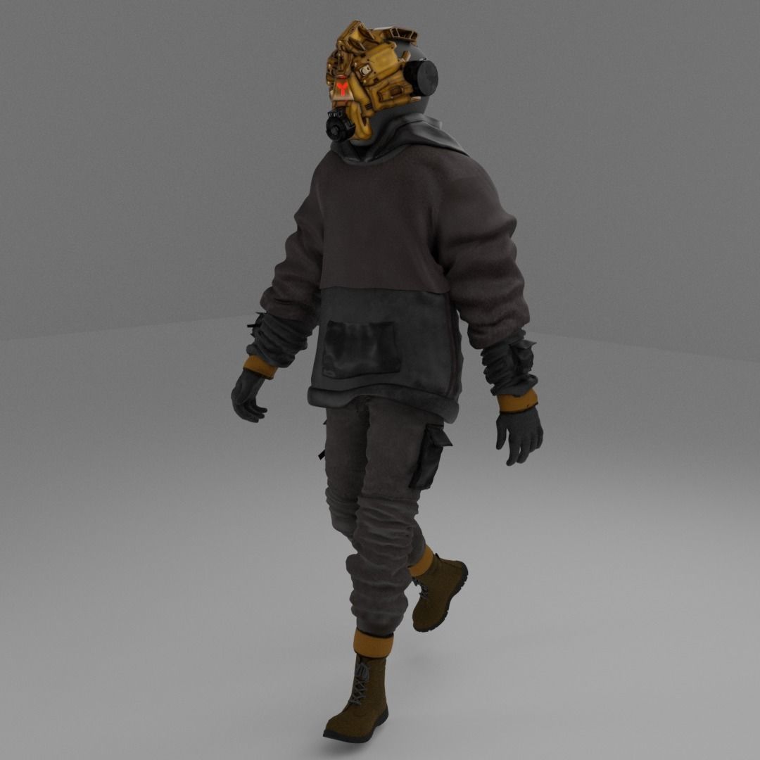 Scifi Character - Cyberpunk Underlord Low-poly 3D model_7