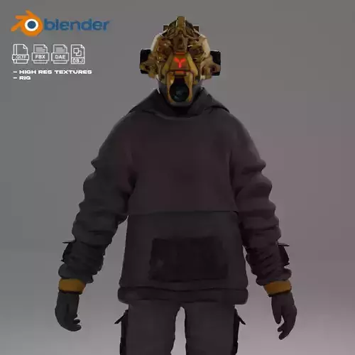 Scifi Character - Cyberpunk Underlord Low-poly 3D model Scifi Character - Cyberpunk Underlord Low-poly 3D model