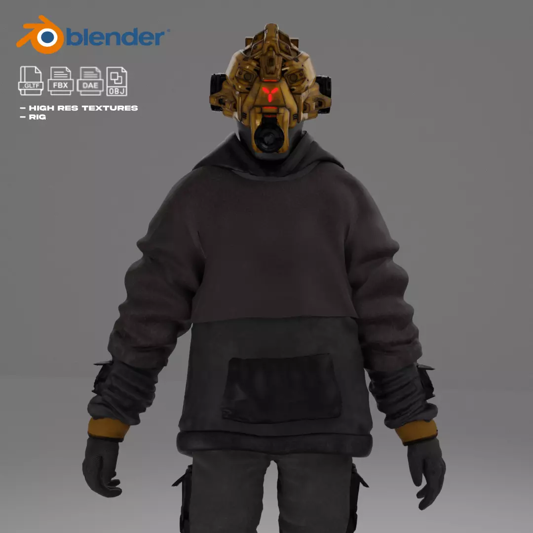 Scifi Character - Cyberpunk Underlord Low-poly 3D model_0