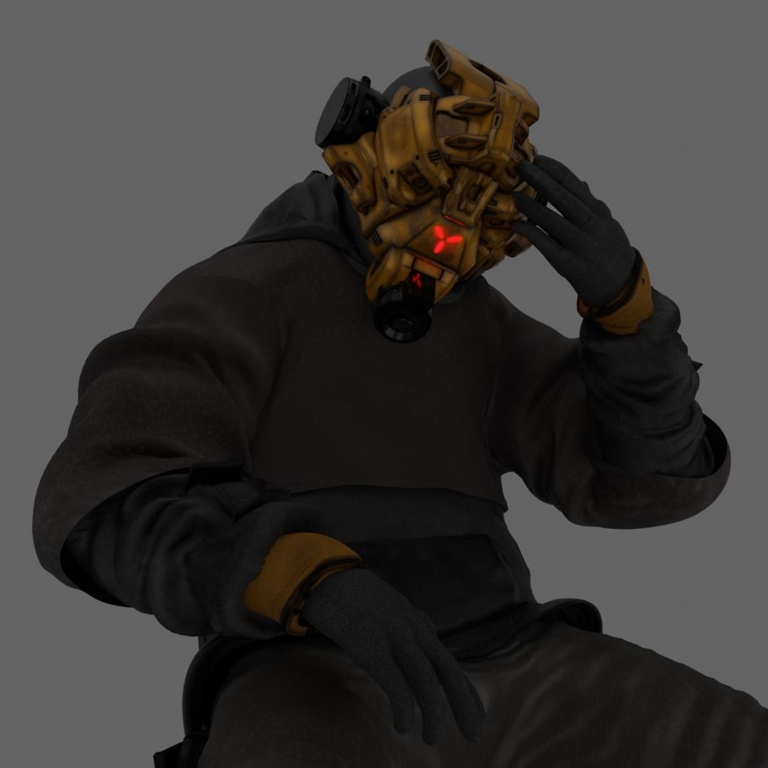 Scifi Character - Cyberpunk Underlord Low-poly 3D model_8