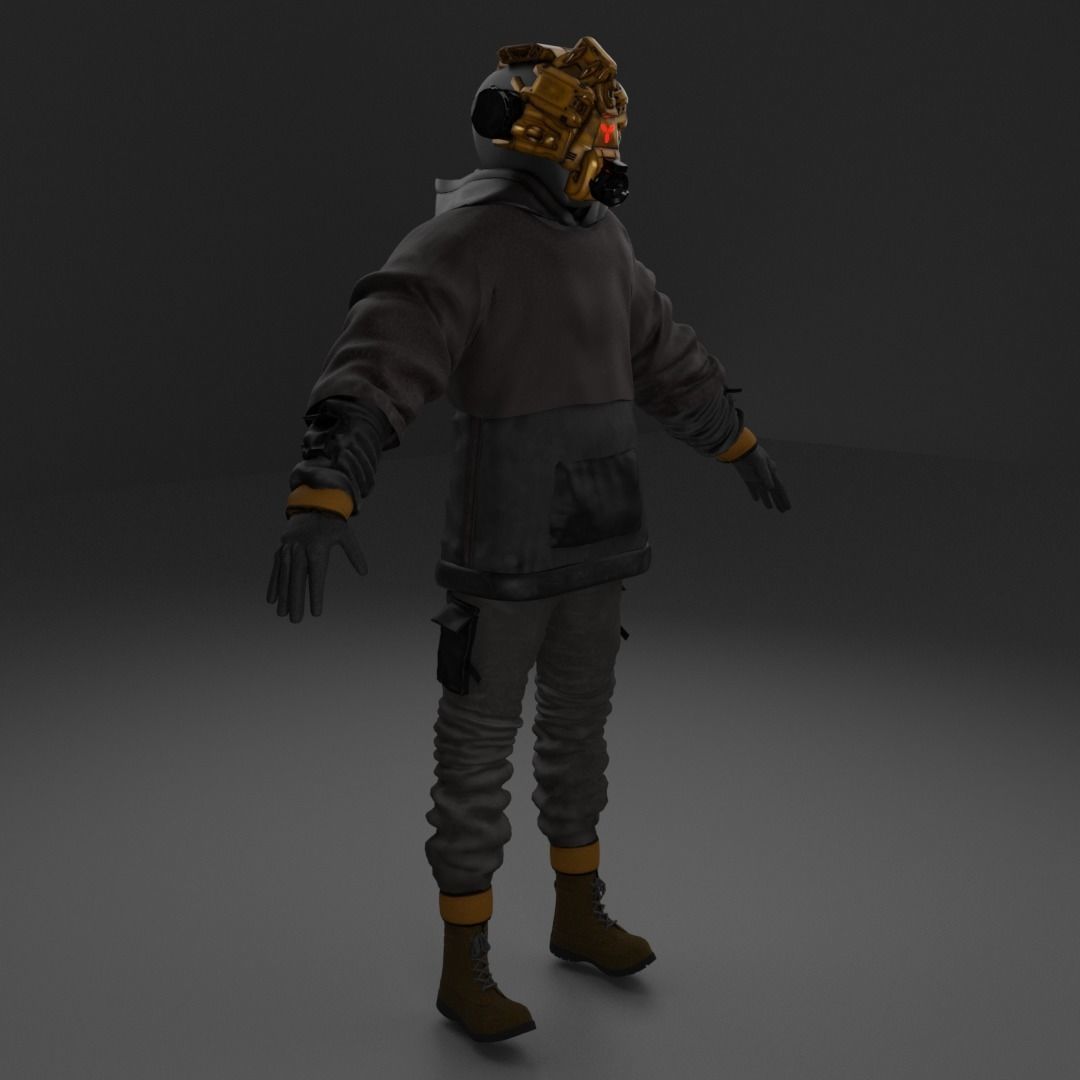 Scifi Character - Cyberpunk Underlord Low-poly 3D model_12