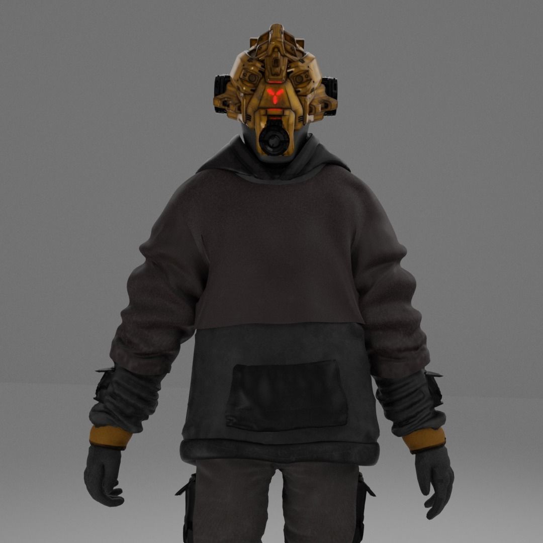 Scifi Character - Cyberpunk Underlord Low-poly 3D model_1