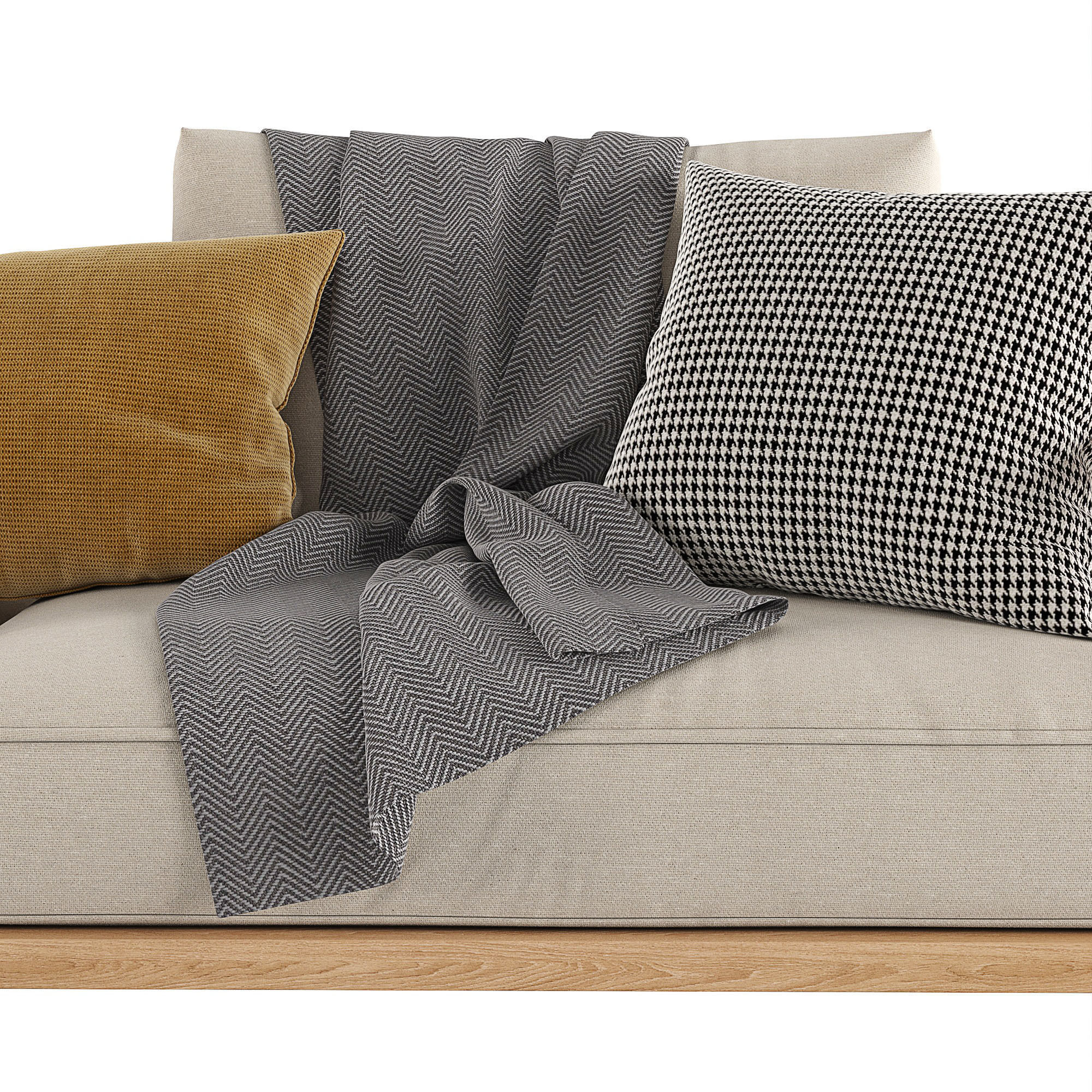 Riddle Ash Wood Outdoor Sofa by Acanva 3D model_4