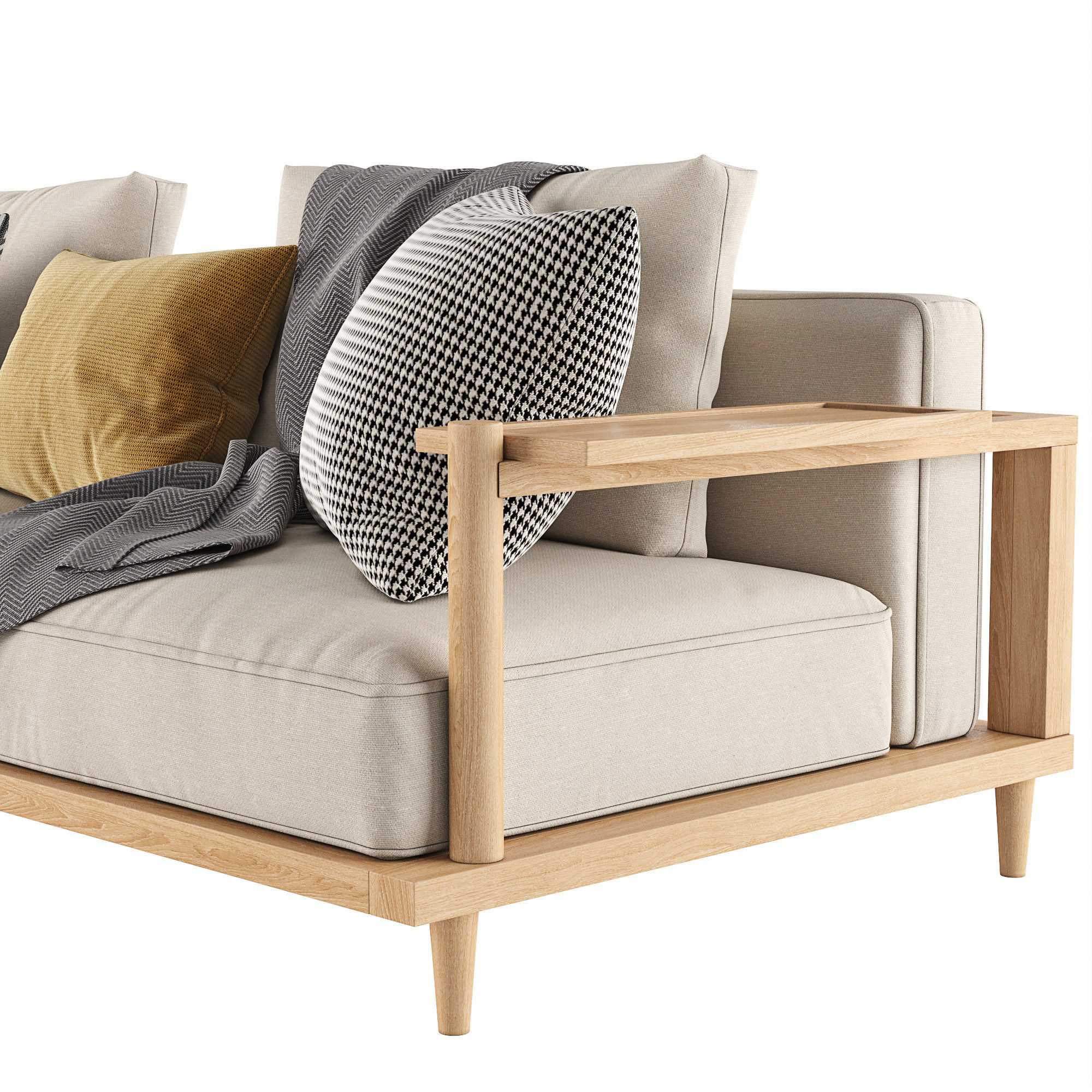 Riddle Ash Wood Outdoor Sofa by Acanva 3D model_5