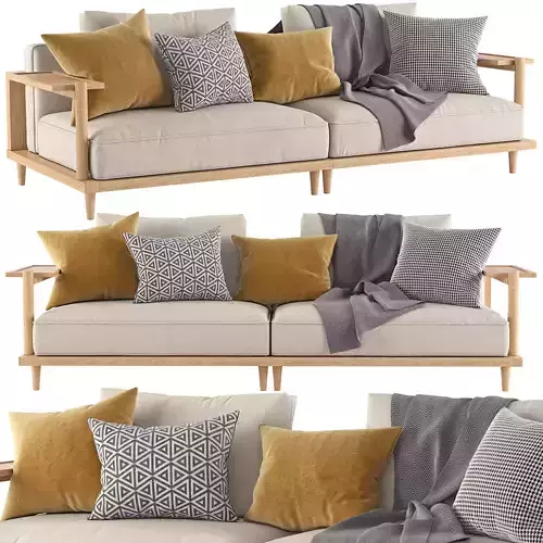 Riddle Ash Wood Outdoor Sofa by Acanva 3D model