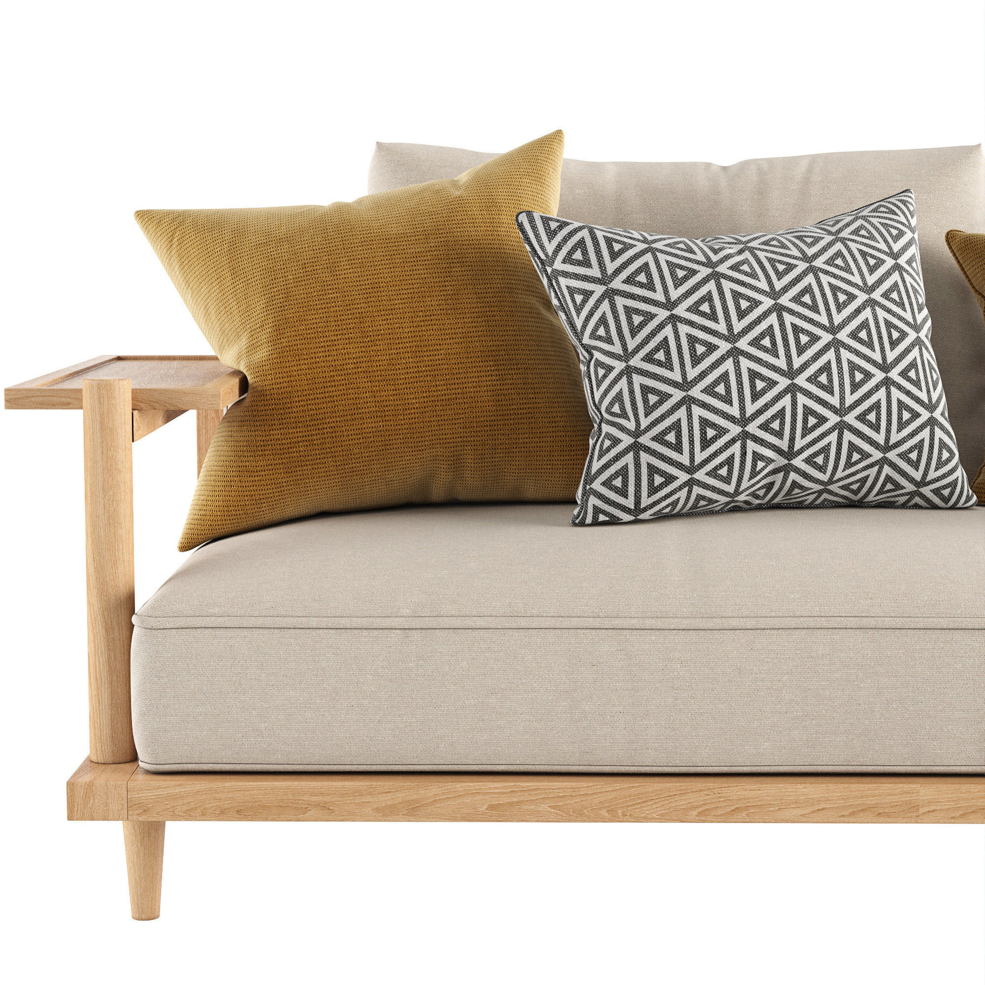 Riddle Ash Wood Outdoor Sofa by Acanva 3D model_3