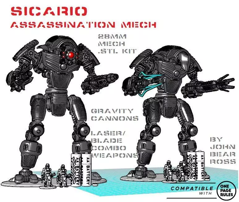 28mm Cervantes-Class Sicario Assassination Mech 3D print model_0