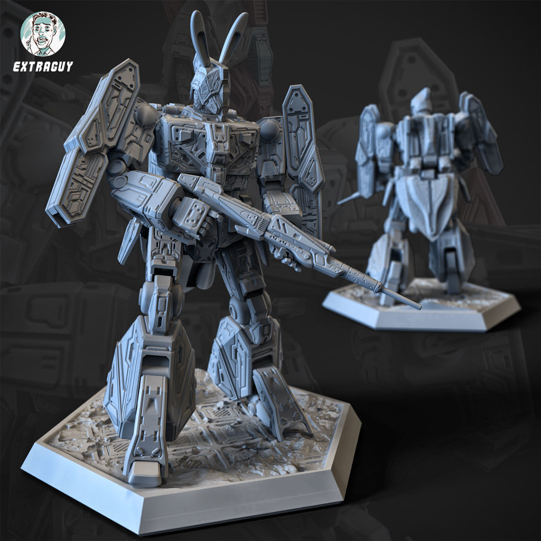 Standing Tank Mech  3D Printable 100mm 3D print model_1