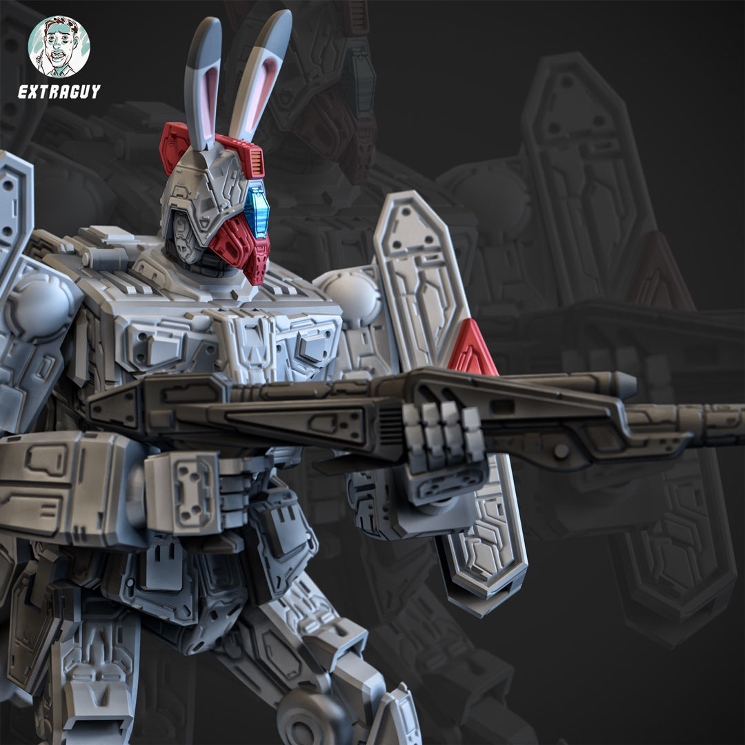 Standing Tank Mech  3D Printable 100mm 3D print model_3