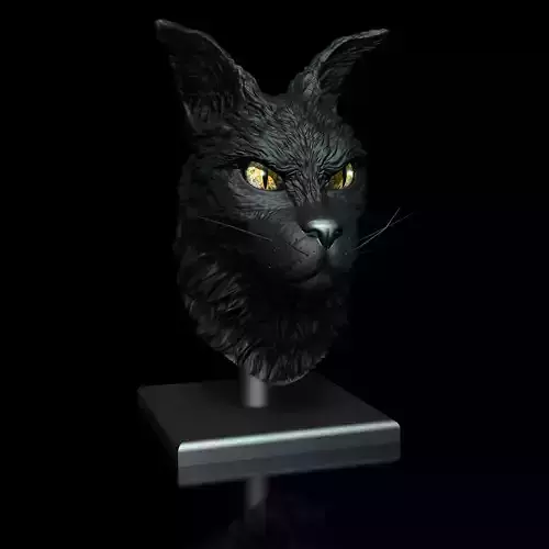 Cat Coon Portrait STL 3D Model