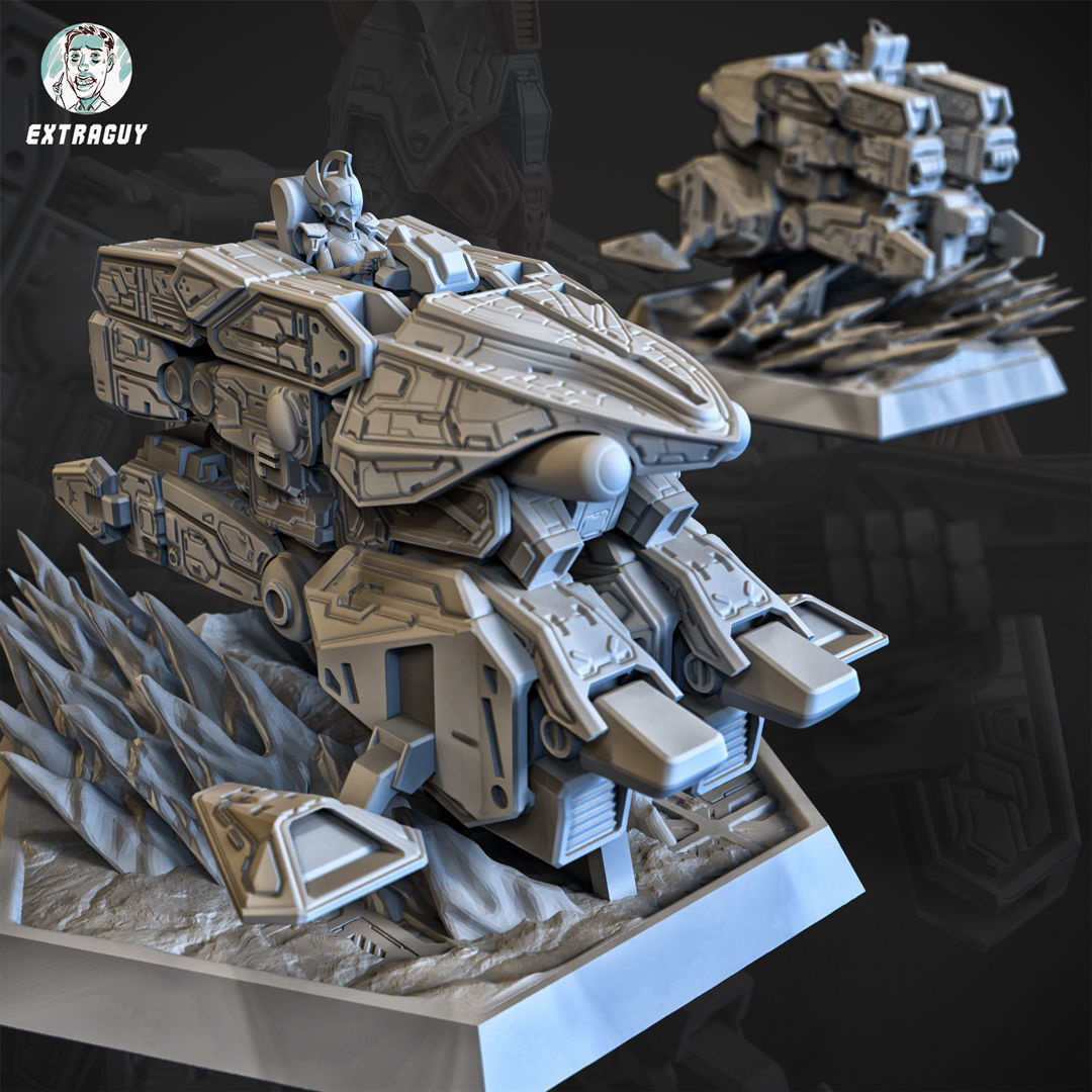 Tank Mode Mech 3D Printable 75mm 3D print model_1