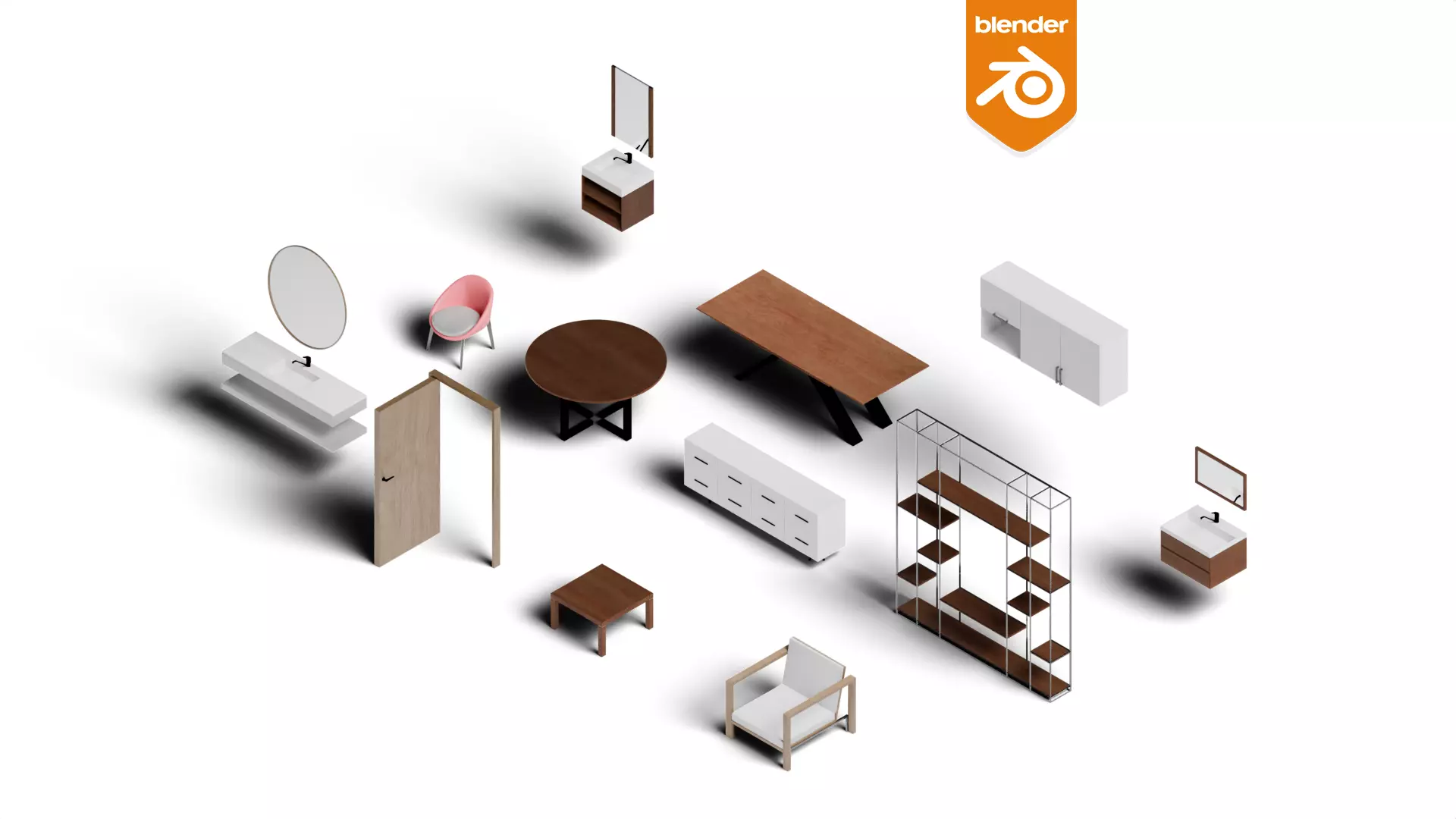 Low Poly Furniture Pack Free low-poly 3D model