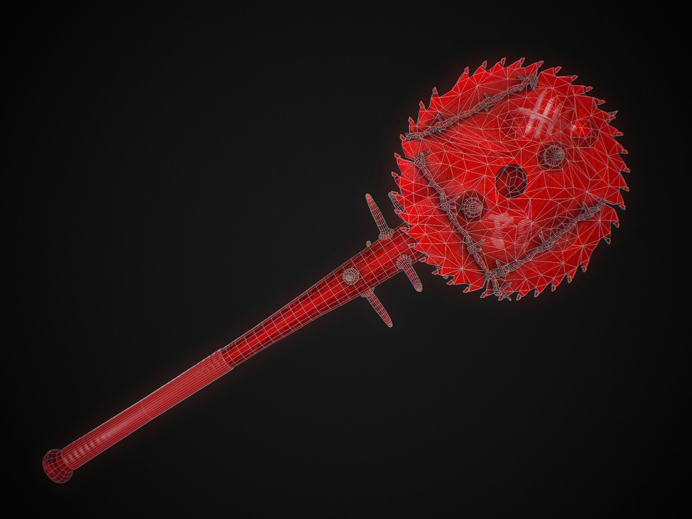 Spike Blade Bat game asset weapon Low-poly 3D model_6