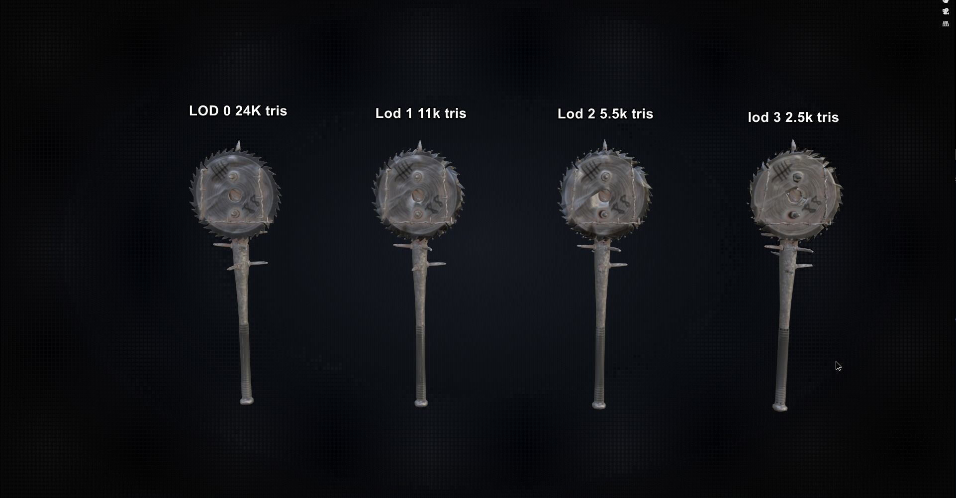 Spike Blade Bat game asset weapon Low-poly 3D model_9
