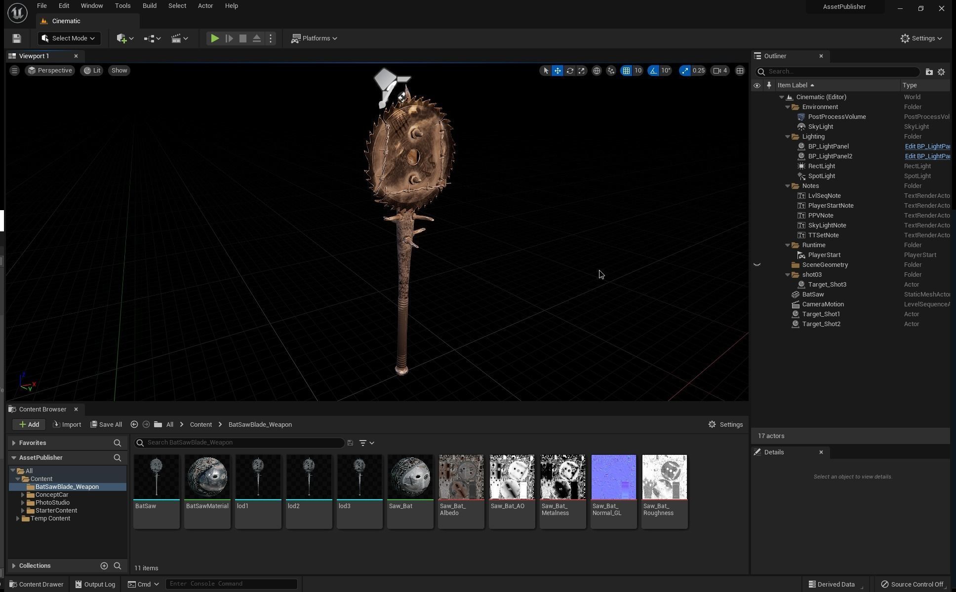 Spike Blade Bat game asset weapon Low-poly 3D model_10