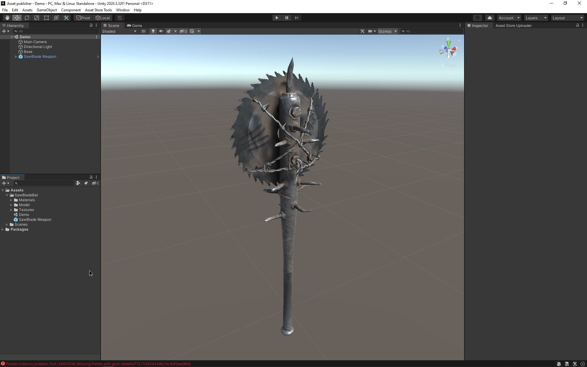 Spike Blade Bat game asset weapon Low-poly 3D model_12