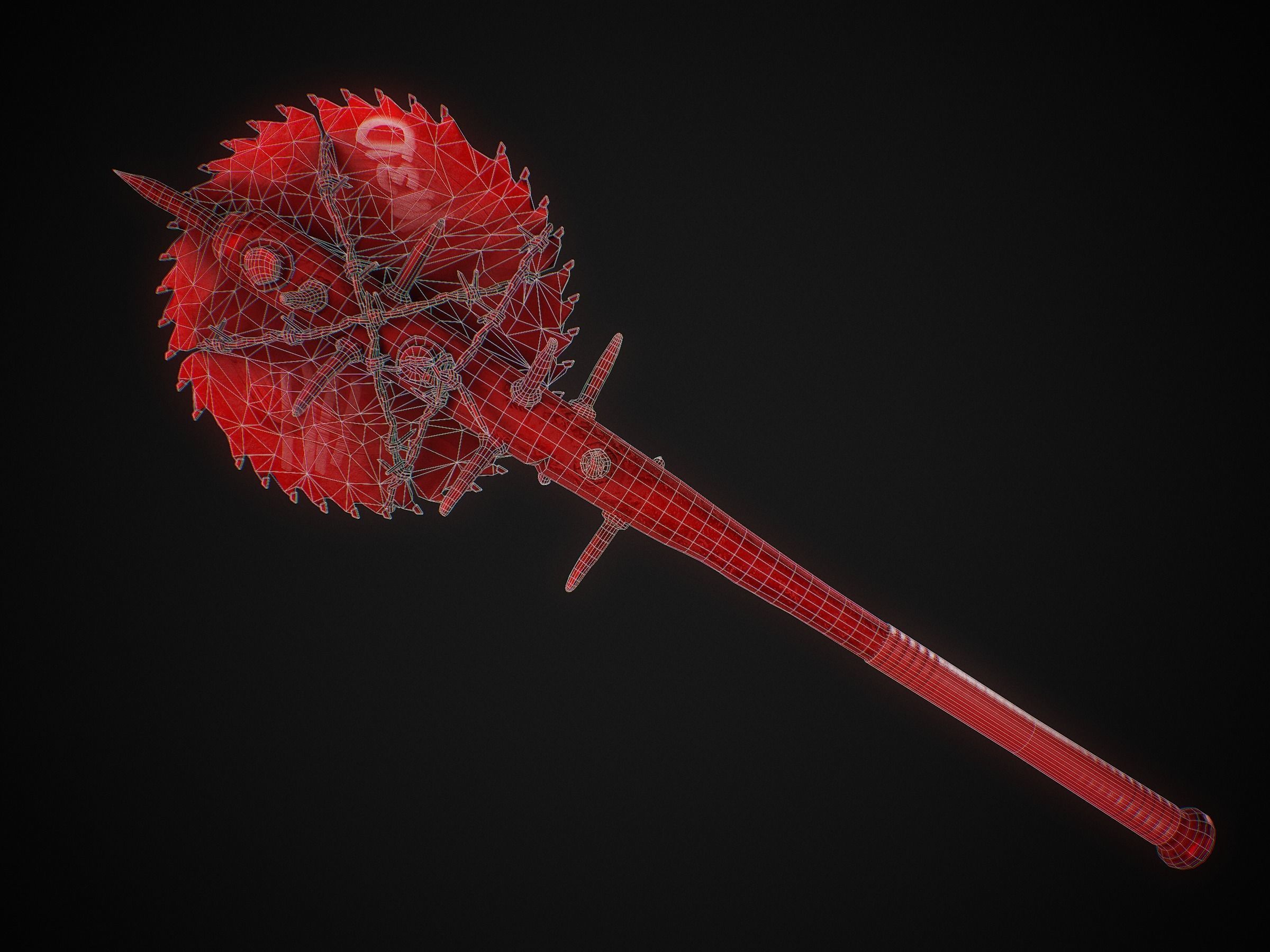 Spike Blade Bat game asset weapon Low-poly 3D model_7