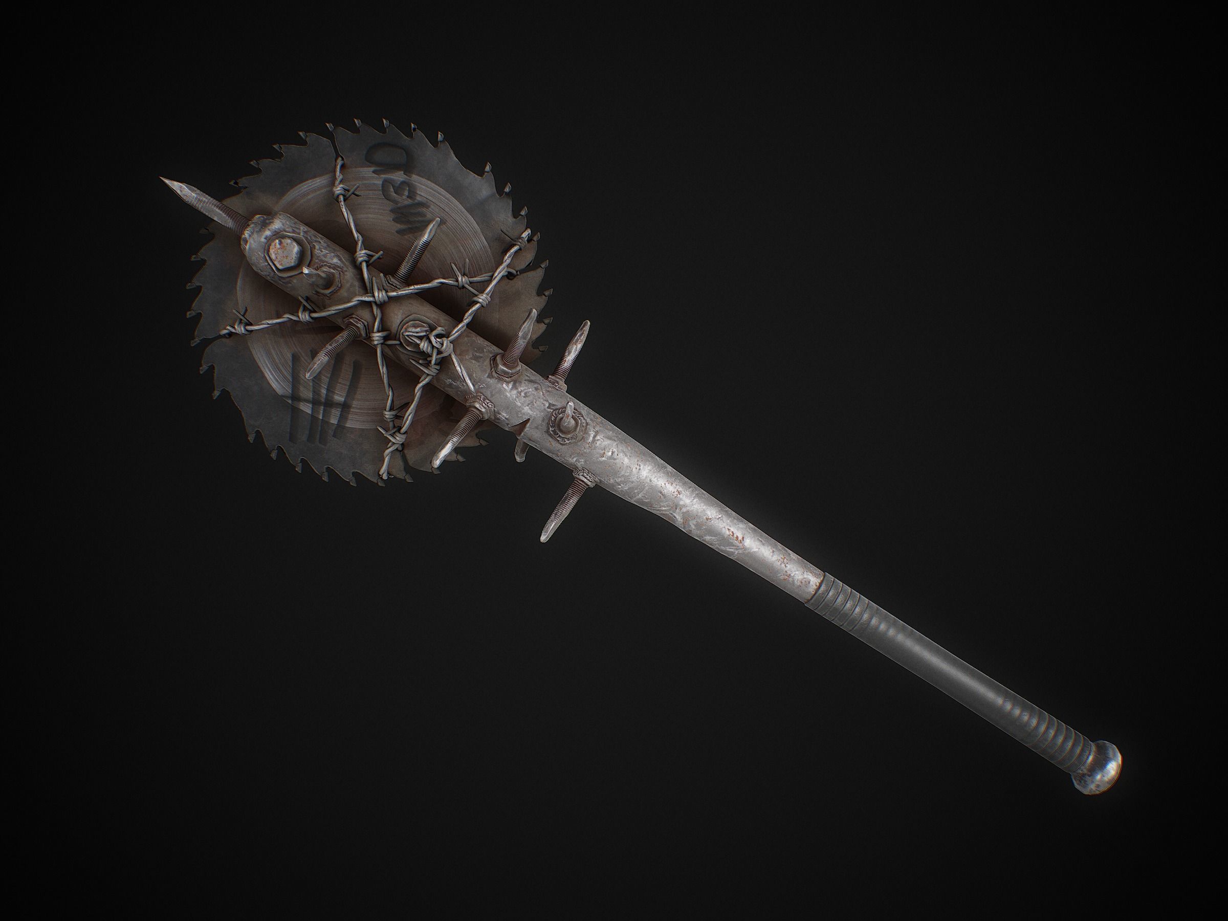 Spike Blade Bat game asset weapon Low-poly 3D model_2
