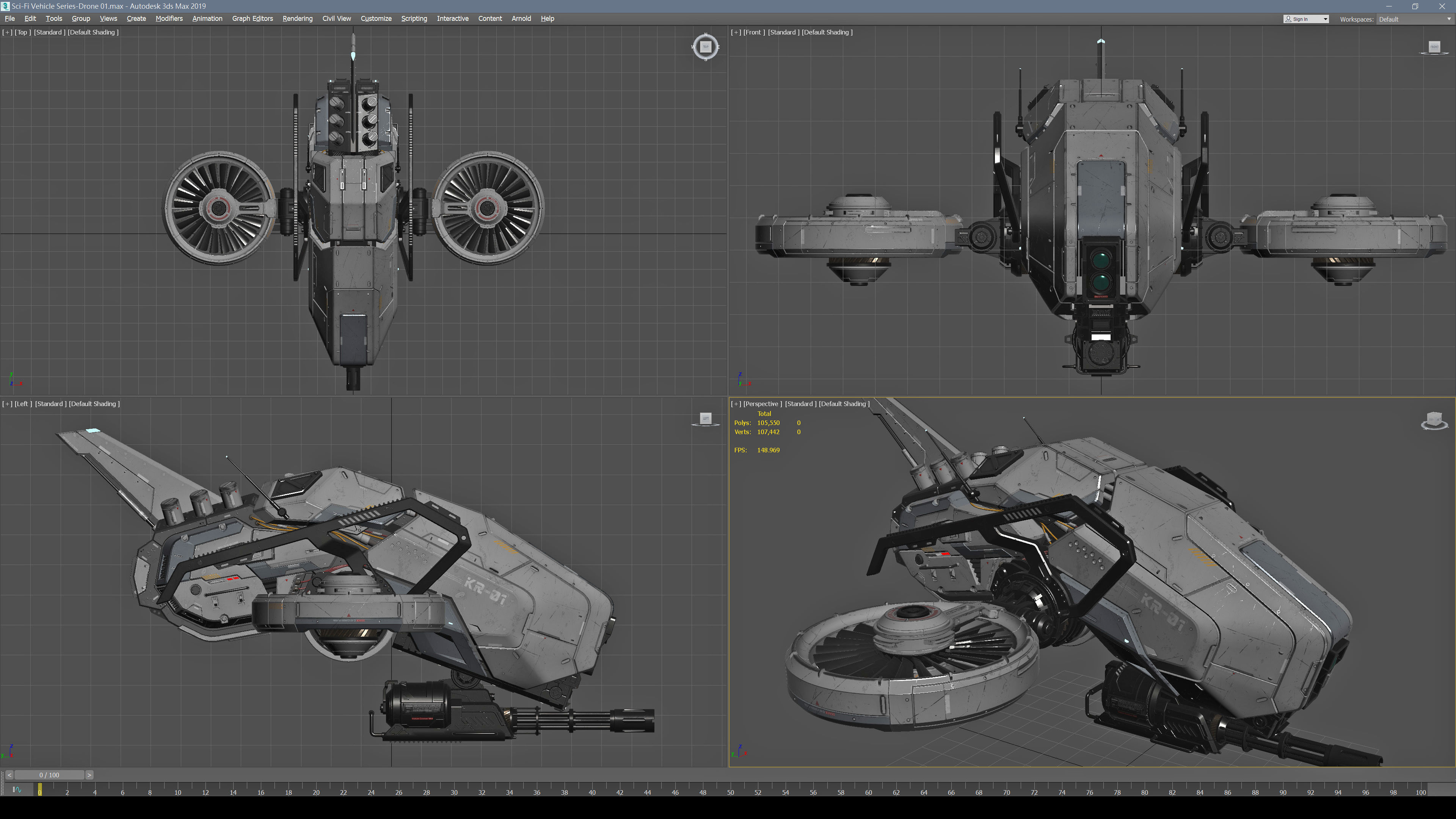 Sci-Fi Vehicle Series-Drone 01-PBR 3D model_19