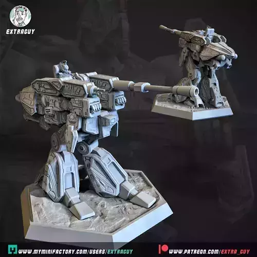 Walking Tank Mech 3D Printable 75mm 3D print model