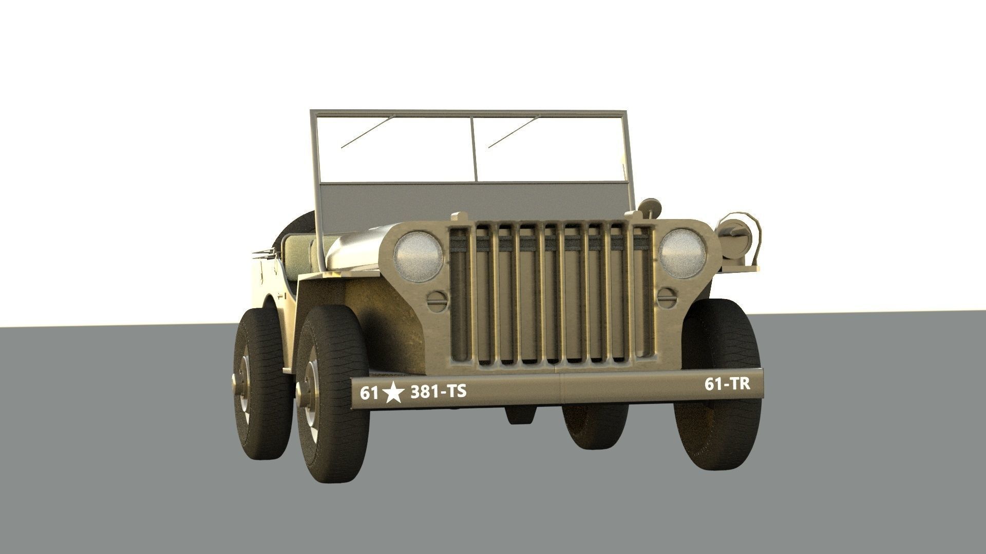 Military Jeep Low-poly 3D model_4