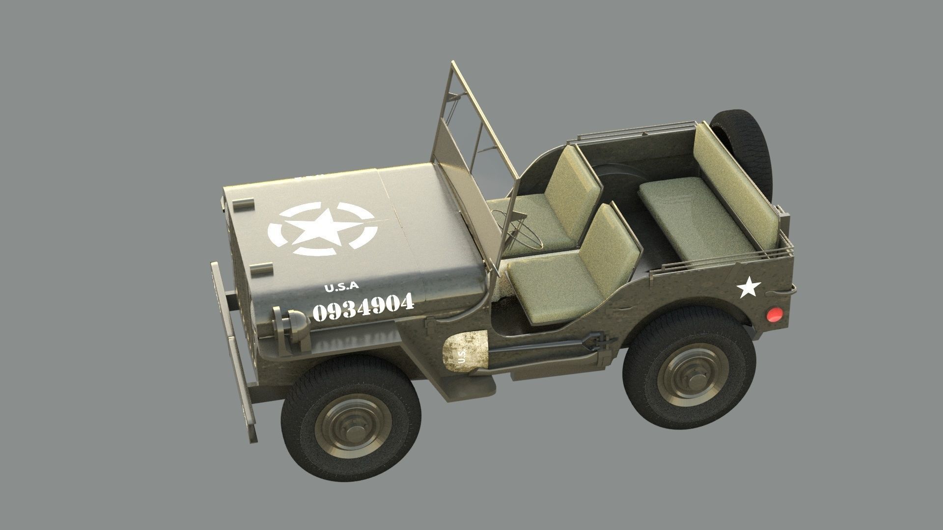 Military Jeep Low-poly 3D model_1