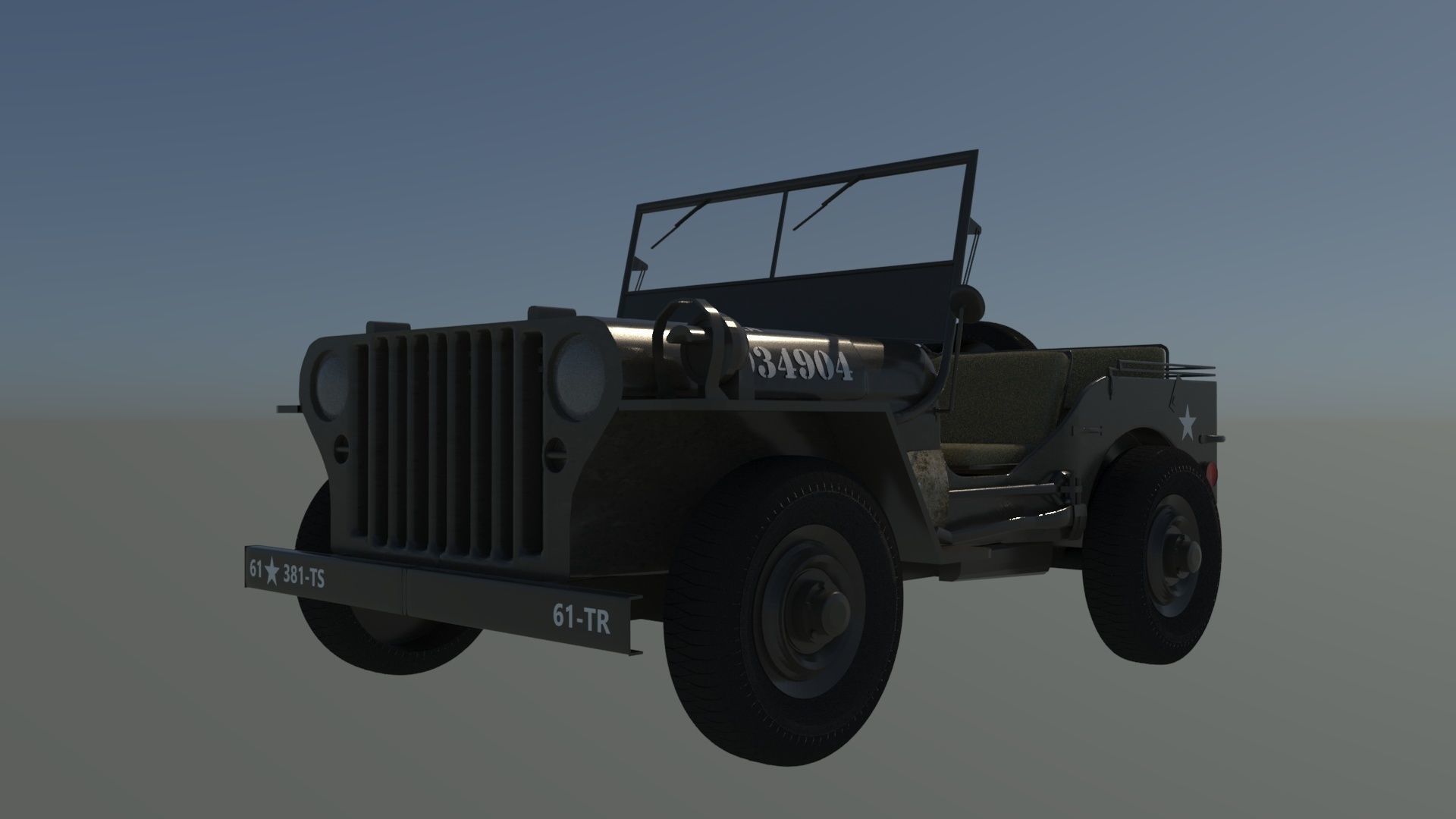 Military Jeep Low-poly 3D model_12