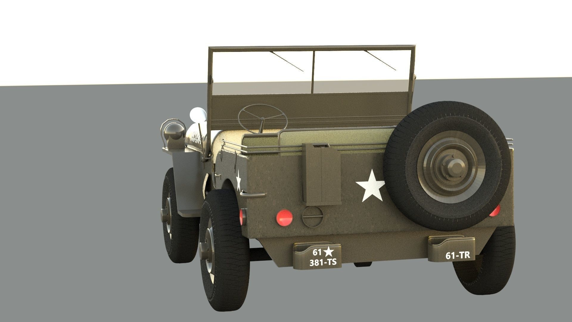 Military Jeep Low-poly 3D model_8