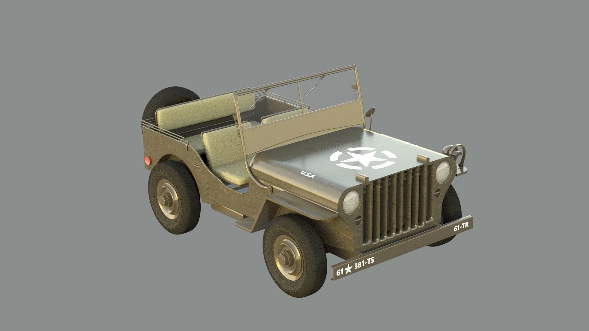 Military Jeep Low-poly 3D model_2