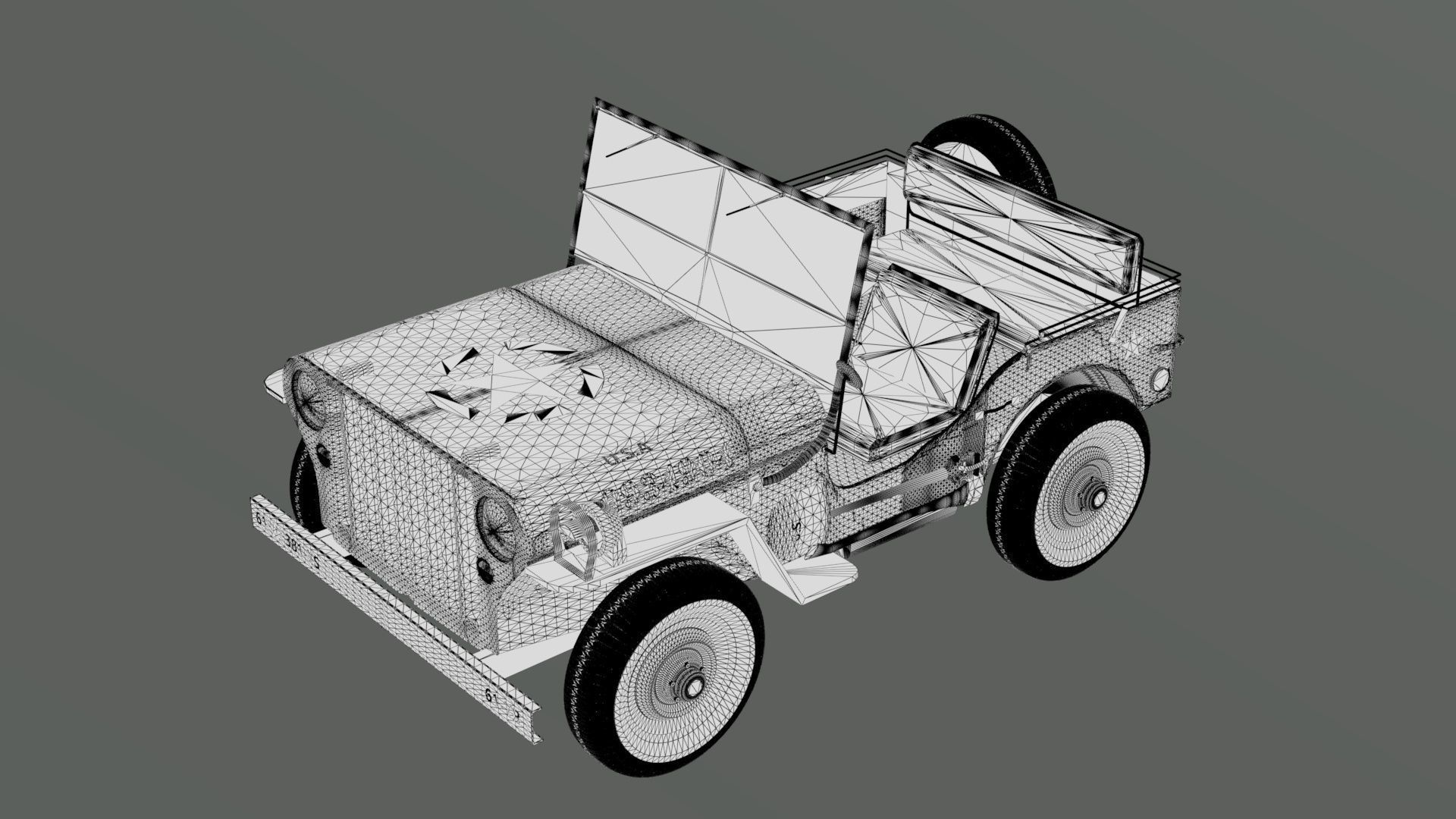 Military Jeep Low-poly 3D model_13